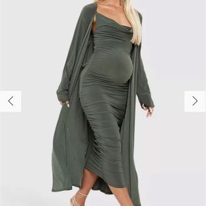 Boohoo cowl neck maternity dress